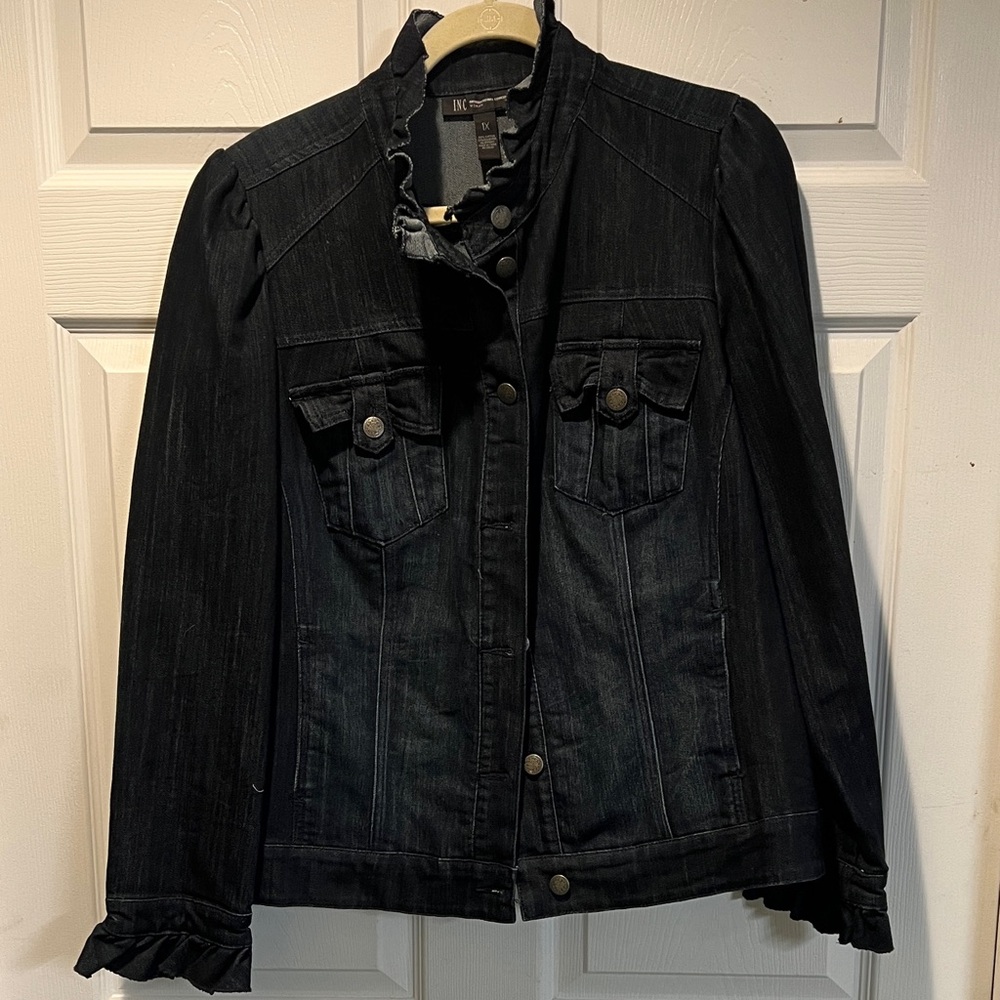 INC International Concepts Black Jean Jacket